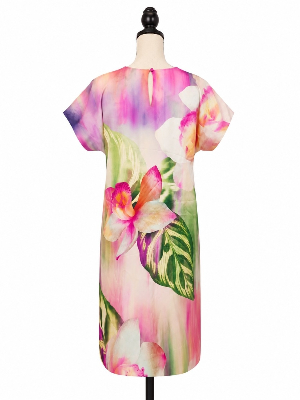Carlisle Floral Sheath Silk Dress in Pink and Purple - Picture 3 of 5